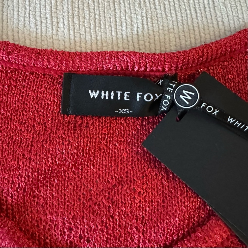 NWT White Fox Boutique Dress Inside Your Love Red Cherry Sequin Knit Crochet XS - Picture 8 of 9